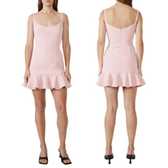 Bardot Gigi Ruffle Hem Fit & Flare Mini Dress Blush Pink Size 12/XL - Picture 1 of 10